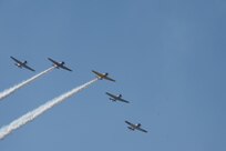 Vintage T-6 Texan aircraft perform at the Randolph Airshow Oct. 30. Air shows allow the Air Force to display the capabilities of their aircraft to the American public through aerial demonstrations and static displays.  Randolph's air show allows attendees to get up close and personal to see some of the equipment and aircraft used by the U.S. military servicemembers and DoD civilians today. (U.S. Air Force photo/Joel Martinez) (released)