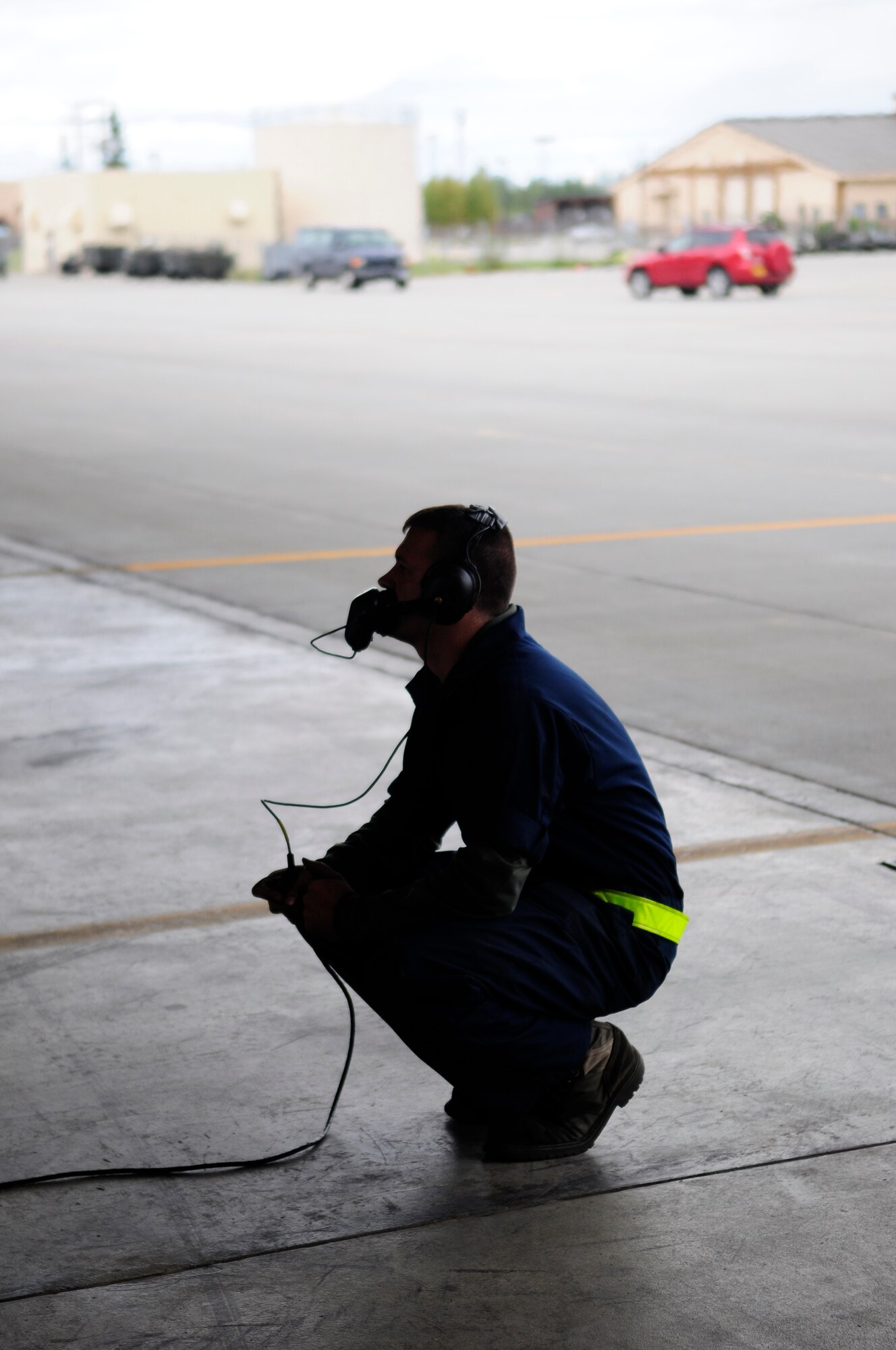 Airman 1st Class Robert Keller performs a visual inspection of an F-16 Fighting Falcon prior to take off during RED FLAG-Alaska here Aug. 17. RF-A provides unique opportunities to integrate various forces into joint, coalition and bilateral training from simulated forward operating bases. Airman Keller is a 35th Aircraft Maintenance Squadron crew chief at Misawa Air Base, Japan. (U.S. Air Force photo/Senior Airman Janine Thibault)