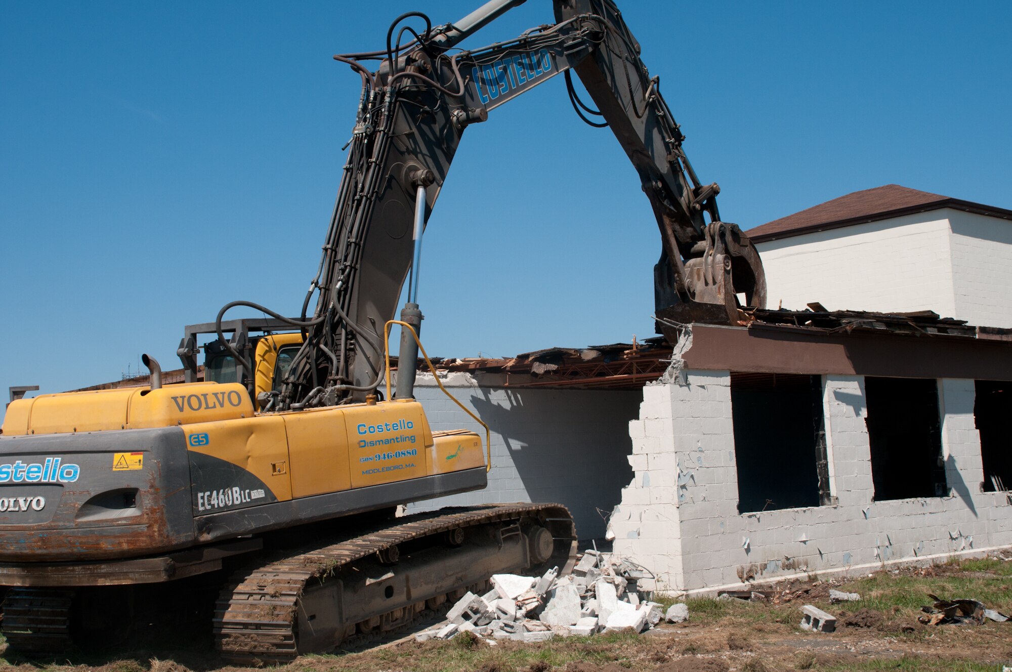 The  aging Aviation Museum at Otis Air National Guard Base in Massachusetts gets demolished by Costello Dismantling. (U.S Air Force photo by Tech.Sgt. Jeffery Foster)
