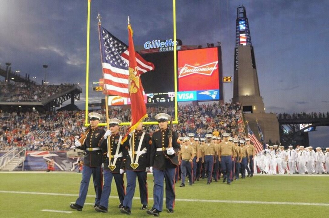 25th Marines - Marines from 25th Marine Regiment take part in 9/11 memorial before The New England Patriots vs New York Giants