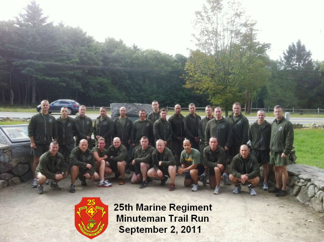 Marines from 25th Marine Regiment complete 5 mile Minuteman Trail in Concord Ma