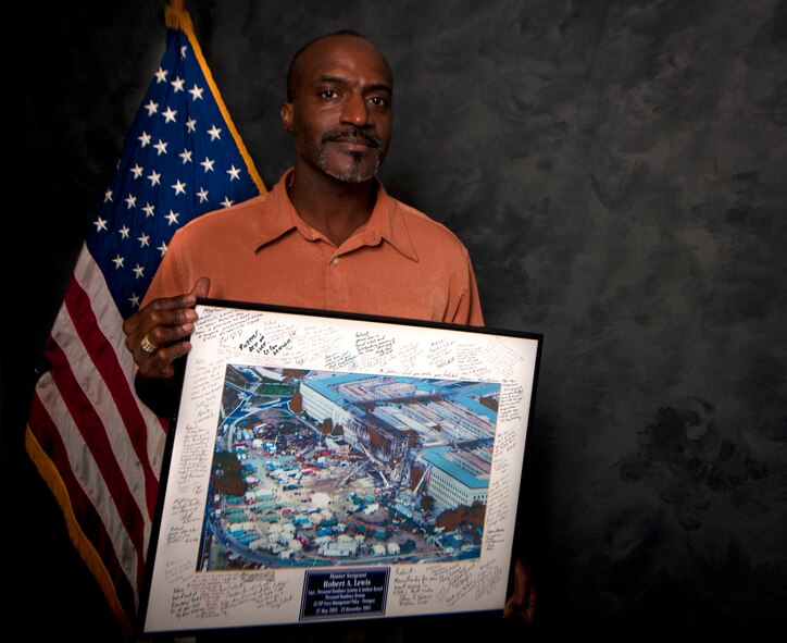 Robert Lewis, 23rd Aircraft Maintenance Squadron unit programs coordinator, was supposed to be at the Pentagon during the time of the 9/11 terrorist attacks but instead took leave that day. He was with his 2-year-old daughter when he first witnessed what happened. (U.S. Air Force photo by Airman 1st Class Joshua Green/Released)
