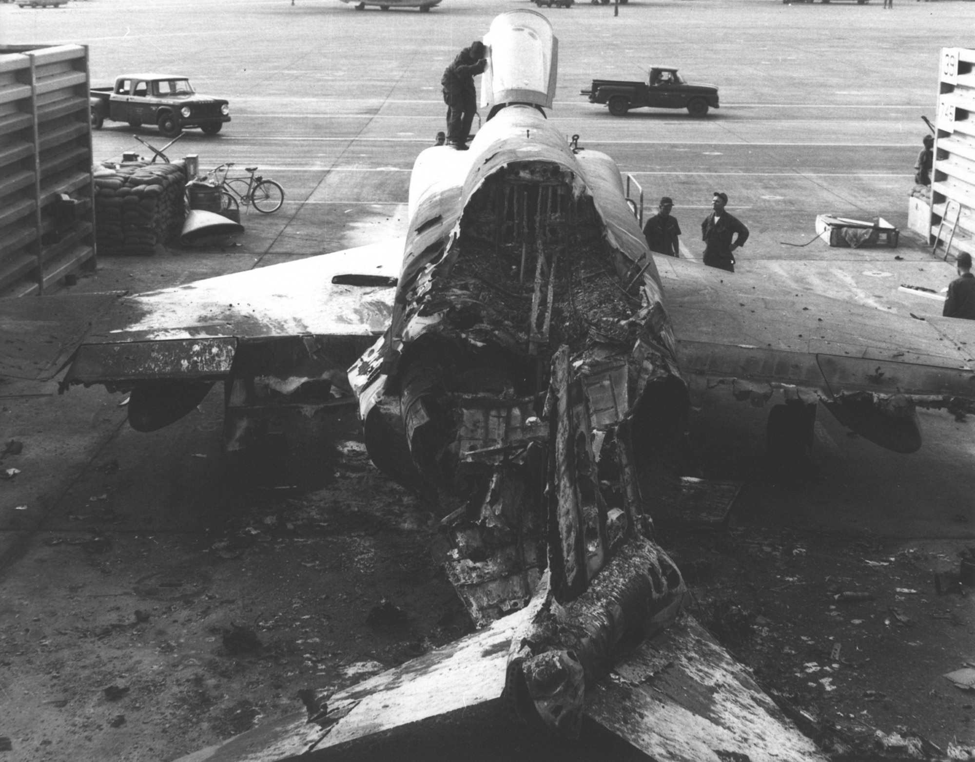 RF-4C Phantom II destroyed during the enemy attack against Tan Son Nhut during the Tet Offensive. (U.S. Air Force photo).
