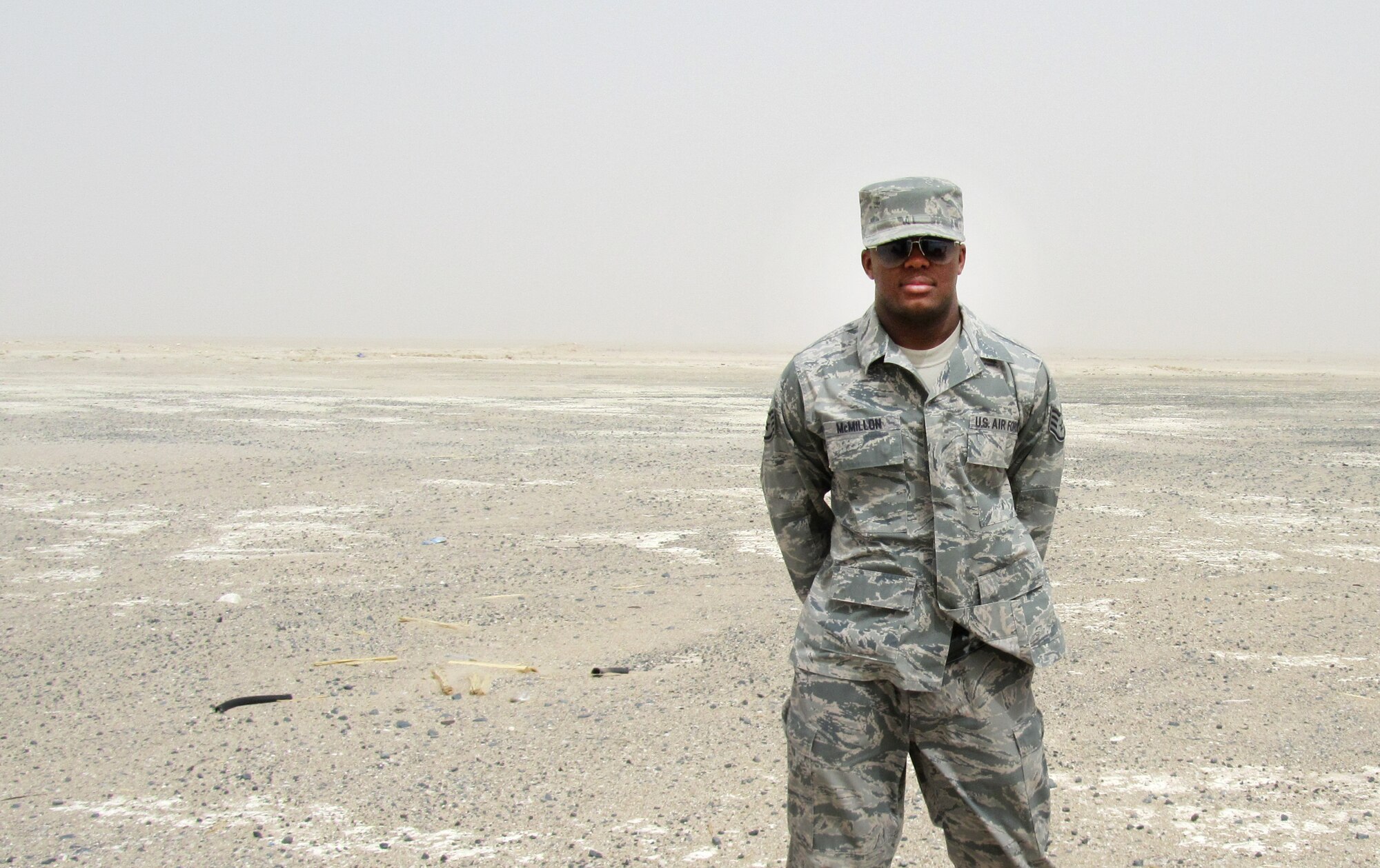 Staff Sgt. Brye McMillon, deployed from Joint Base Langley-Eustis, Va., is the contingency contracting officer for the 386th Expeditionary Contracting Squadron. McMillon is responsible for writing contracts worth millions of dollars. (Courtesy photo)