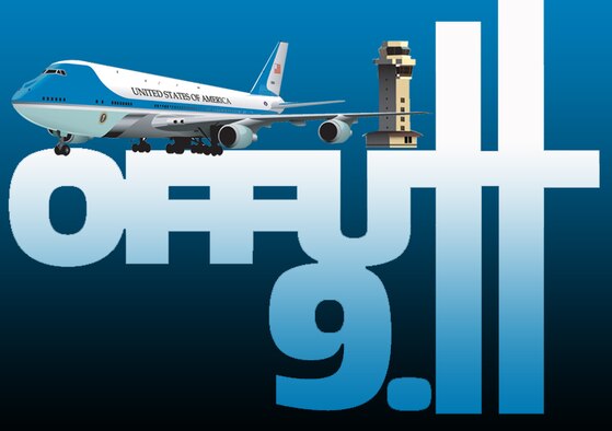 President George W. Bush made a trip to Offutt Air Force Base, Neb., Sept. 11, 2001 after the terrorist attacks in New York and at the pentagon.(U.S. Air Force graphic by Jeff Gates) 
