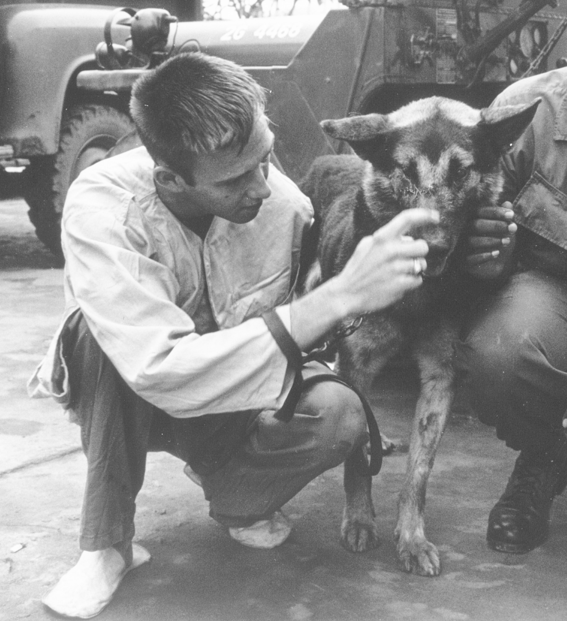 Throneburg, who was still in the hospital, seeing Nemo for the first time after the attack. (Image courtesy of the Security Forces Museum).