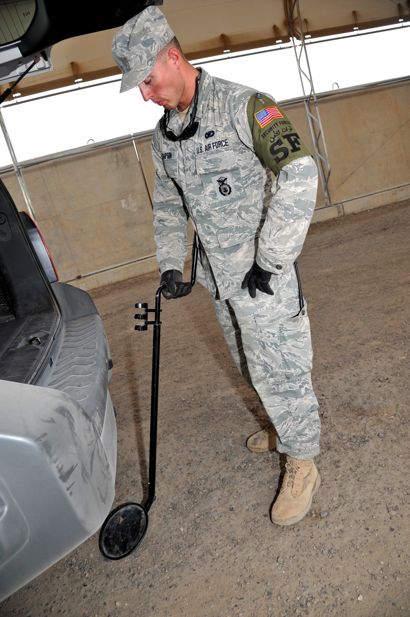 Airman 1st Class Aaron Simpson is deployed from 28th Security Forces Squadron, Ellsworth Air Force Base, S.D. (U.S. Air Force photo by Master Sgt. Carlotta Holley)