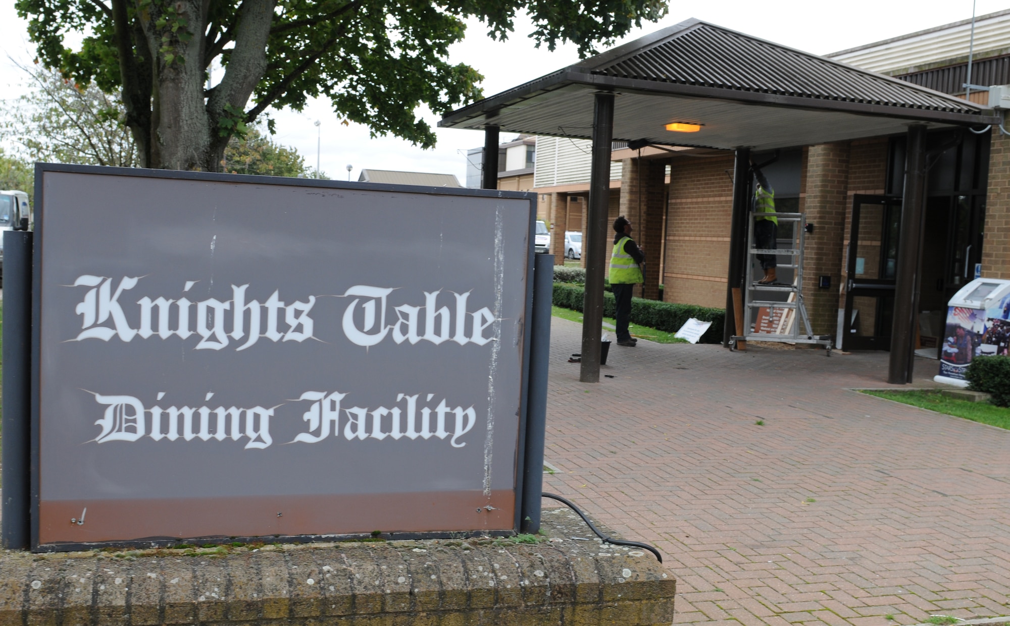 ROYAL AIR FORCE LAKENHEATH, England -- The Knight's Table Dining Facility is still currently under renovation with reopening planned for early October. The DFAC is receiving $850,000 worth of upgrades including improvements to the dining rooms, bathrooms, kitchen and front office areas.  The current policy on meal card holders is still in effect.  (U.S. Air Force photo by Airman Cory D. Payne)