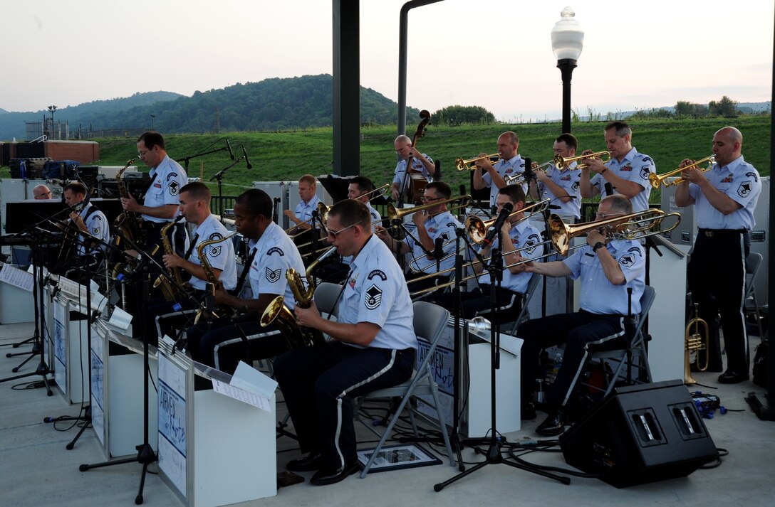 The U.S. Air Force Band's premier jazz ensemble the Airmen of Note perform at the Canal Place Festival Grounds in Cumberland, Md. on Sept. 1. This was the first stop the Airmen of Note made during their mini tour through the Midwest, leading up to their performance at the 2011 Detroit Jazz Festival. (U.S. Air Force photo/ Airman 1st Class Bahja J. Jones) 
