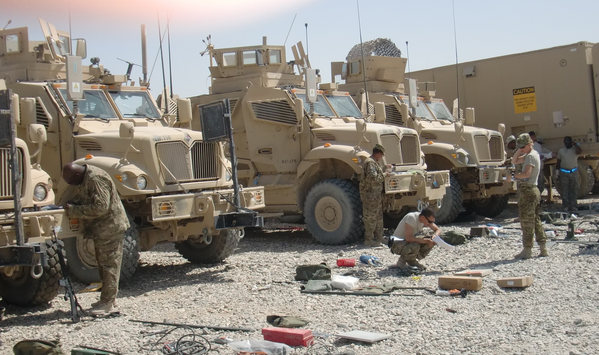 Soldiers assigned to the 155th Inland Cargo Transfer Company, 10th Transportation Battalion, 7th Sustainment Brigade, began arriving to Afghanistan June 29 under the leadership of Capt. Tera Autrey and 1st Sgt. Anthony Sanders. With a non-stop operational tempo, the unit continues to work diligently, leaving its mark of victory on each of its operational bases. (US Army photo by 1st Lt. Nadine Deery/Released)
