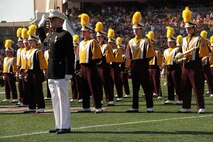 2nd Lt. Nathan R. Van Otterloo, a 22-year-old St. Peter, Minn., native who reports to "The Basic School" on Oct. 18, reaffirms his oath of office during the Minnesota Gophers halftime show at TCF Bank Stadium Sept. 10. Van Otterloo graduated from the University of Minnesota last year. For additional imagery from the event, visit www.facebook.com/rstwincities.