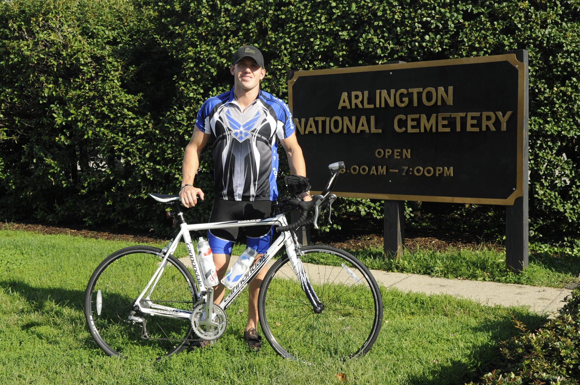 Capt. Chris Pace, 58th Airlift Squadron instructor pilot, Altus Air Force Base, Okla., is slated to complete a cross fit challenge Sept. 9-11 beginning at Arlington National Cemetery, Va., and ending at Ground Zero in New York City, without stopping to rest. Pace is calling his athletic quest the “Journey of Freedom” and he is doing it in support of The Disposable Heroes Project, which is a non-profit organization that supports wounded and fallen warriors and their families. (U.S. Air Force photo by Staff Sgt. Raymond Mills) 