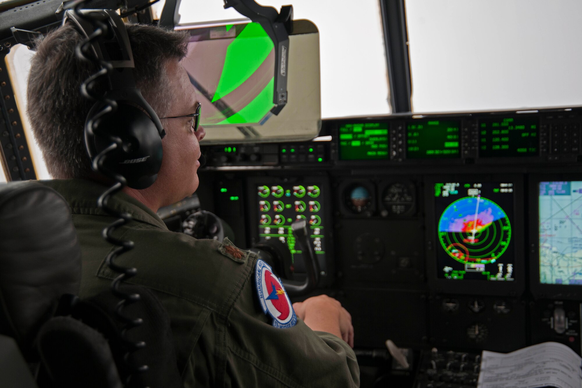 Maj. John Wagner, 53rd Weather Reconnaissance Squadron pilot, flies a WC-130J "Hurricane Hunter" through Tropical Storm Nate, located off the west coast of Mexico, Sept. 9, 2011.  While Wagner and his crew collected data on Tropical Storm Nate, other Citizen Airmen in the 53rd WRS collected data on Hurricane Katia and Tropical Storm Maria during a very busy Atlantic storm season.  Based out of Keesler Air Force Base, Miss., these 403rd Wing Reservists collect data for the National Hurricane Center in Miami, enabling forecasters there to increase forecasting accuracy by 30 percent.