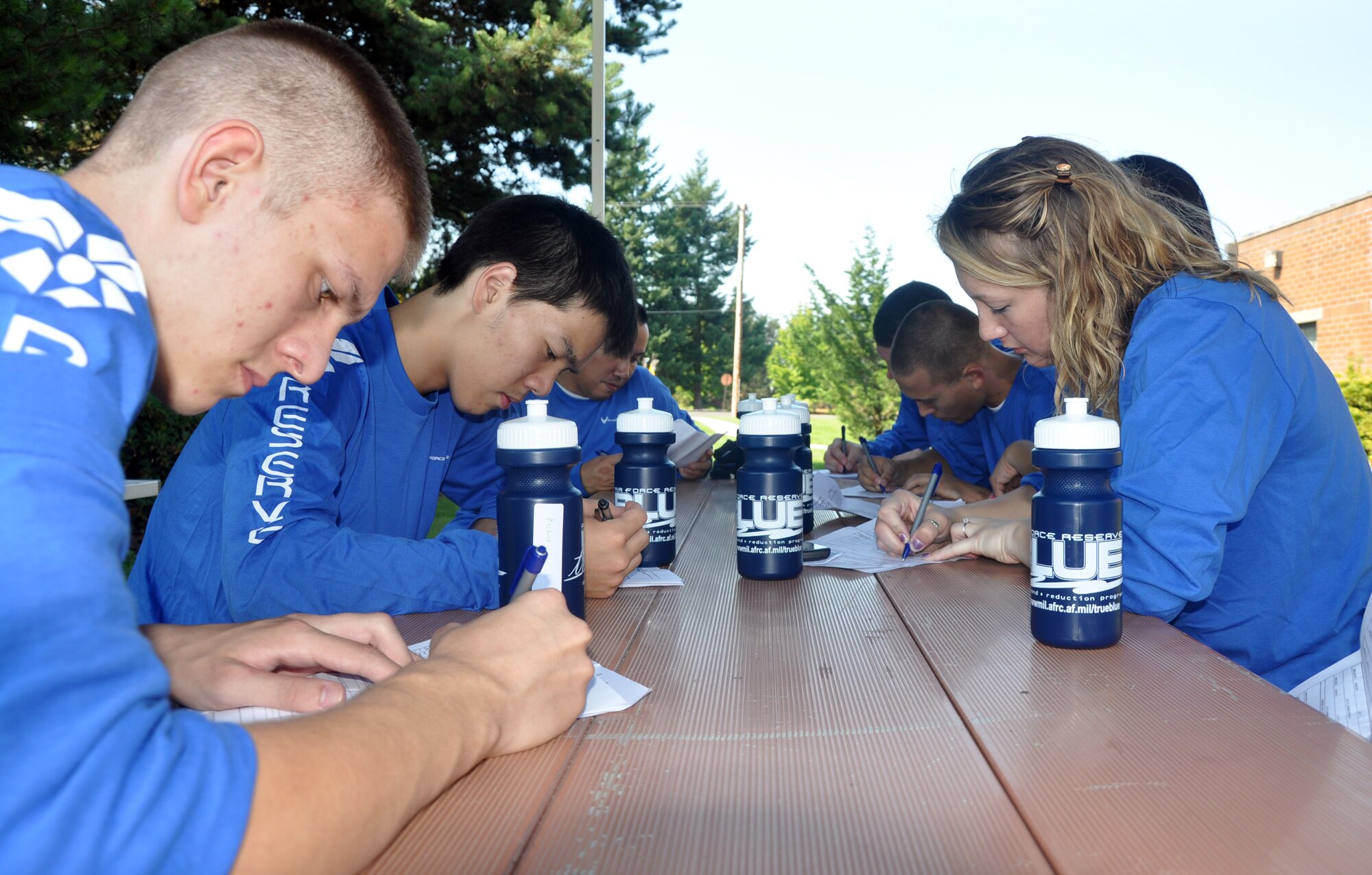 MCCHORD FIELD, Wash. - Newly enlisted U.S. Air Force Reservists train with recruiters here, Sept. 10, 2011.  The enlistees are part of a training and development program aimed at better preparing them for basic training with an emphasis on customs and courtesies, physical exercise and drill and ceromony.  (U.S. Air Force photo by Tech. Sgt. Elizabeth Moody)