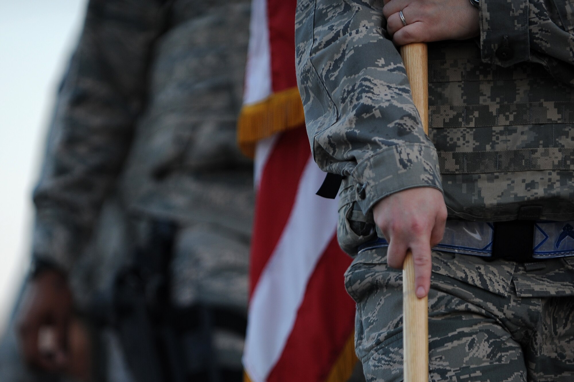 More than 100 Soldiers, Sailors Airmen and civilians at Sather Air Base, Iraq, took part in a remembrance march in full battle rattle Sept. 11, 2011, in honor of the 10th anniversary of the attacks. The two-mile march honored those who lost their lives during the attacks at the World Trade Center, the Pentagon and in Shanksville, Pa. (U.S. Air Force photo/Staff Sgt. Mike Meares)