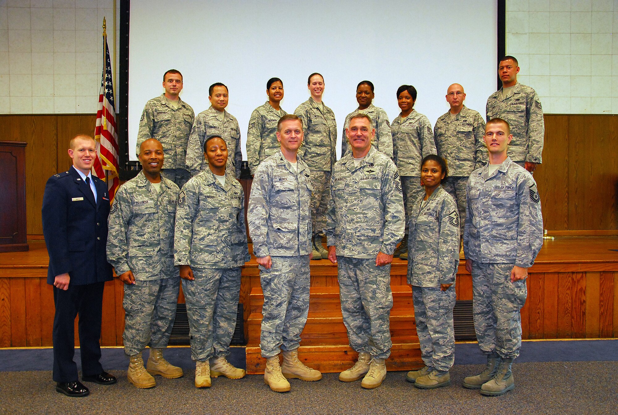 JOINT BASE ANDREWS, Md. -- The 459th Air Refueling Wing held its second Non-comissioned officer and Senior Non-commissioned officer induction ceremony of 2011 in the Wing Auditorium here, Sept. 11, 2011. The induction ceremonies are sponsored by the wing's Top 3 organization and will be held at multiple times throughout the year for Airmen who have made the NCO and SNCO ranks. (U.S. Air Force photo/SrA Amber Russell)