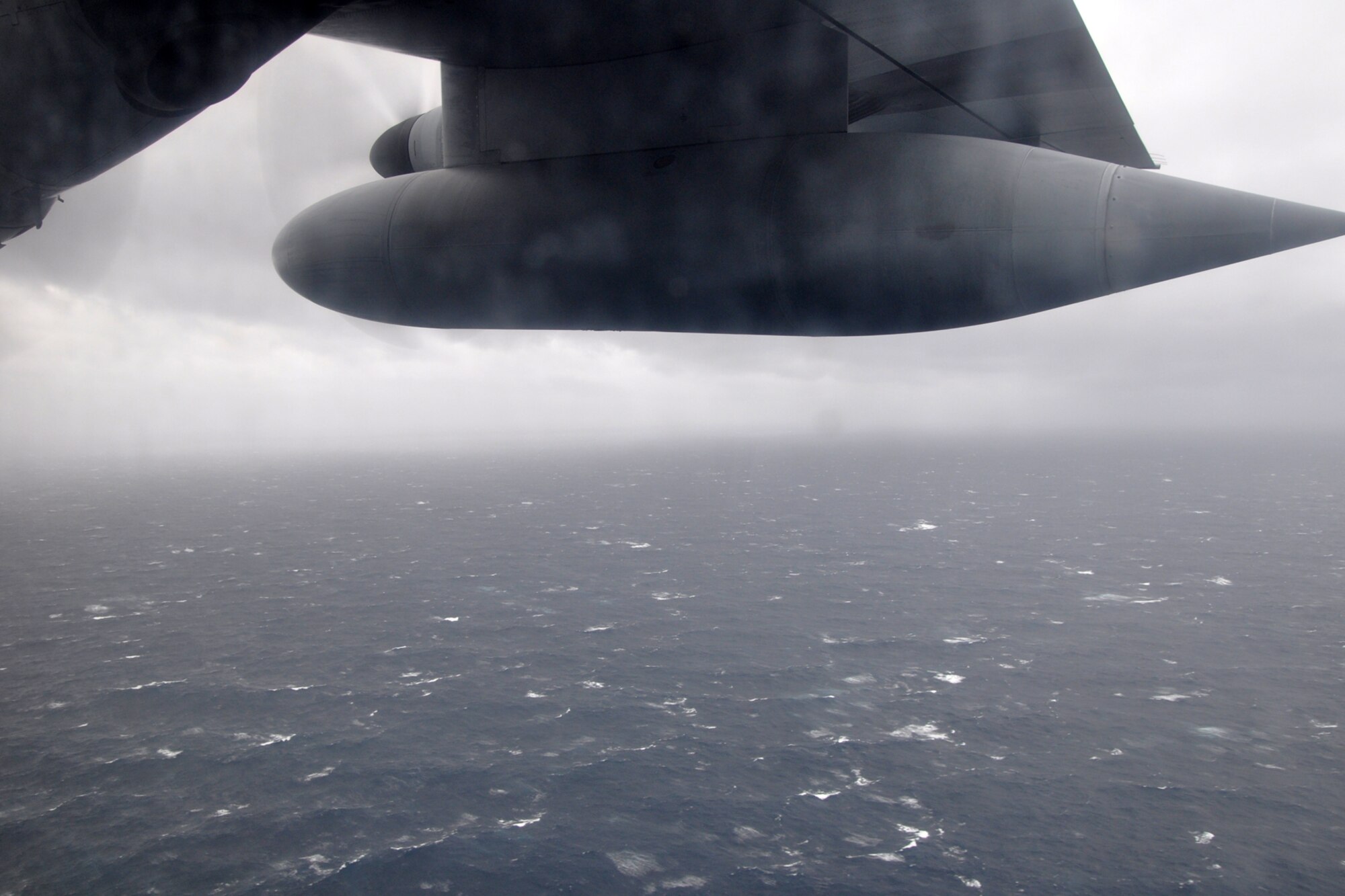 A crew with the 53rd Weather Reconnaissance Squadron was flying a low-level invest for Tropical Storm Nate Sept. 7. The waters were very choppy as heavy rain and high winds kicked up over the Gulf of Mexico. (U.S. Air Force photo by Staff Sgt. Valerie Smock)
