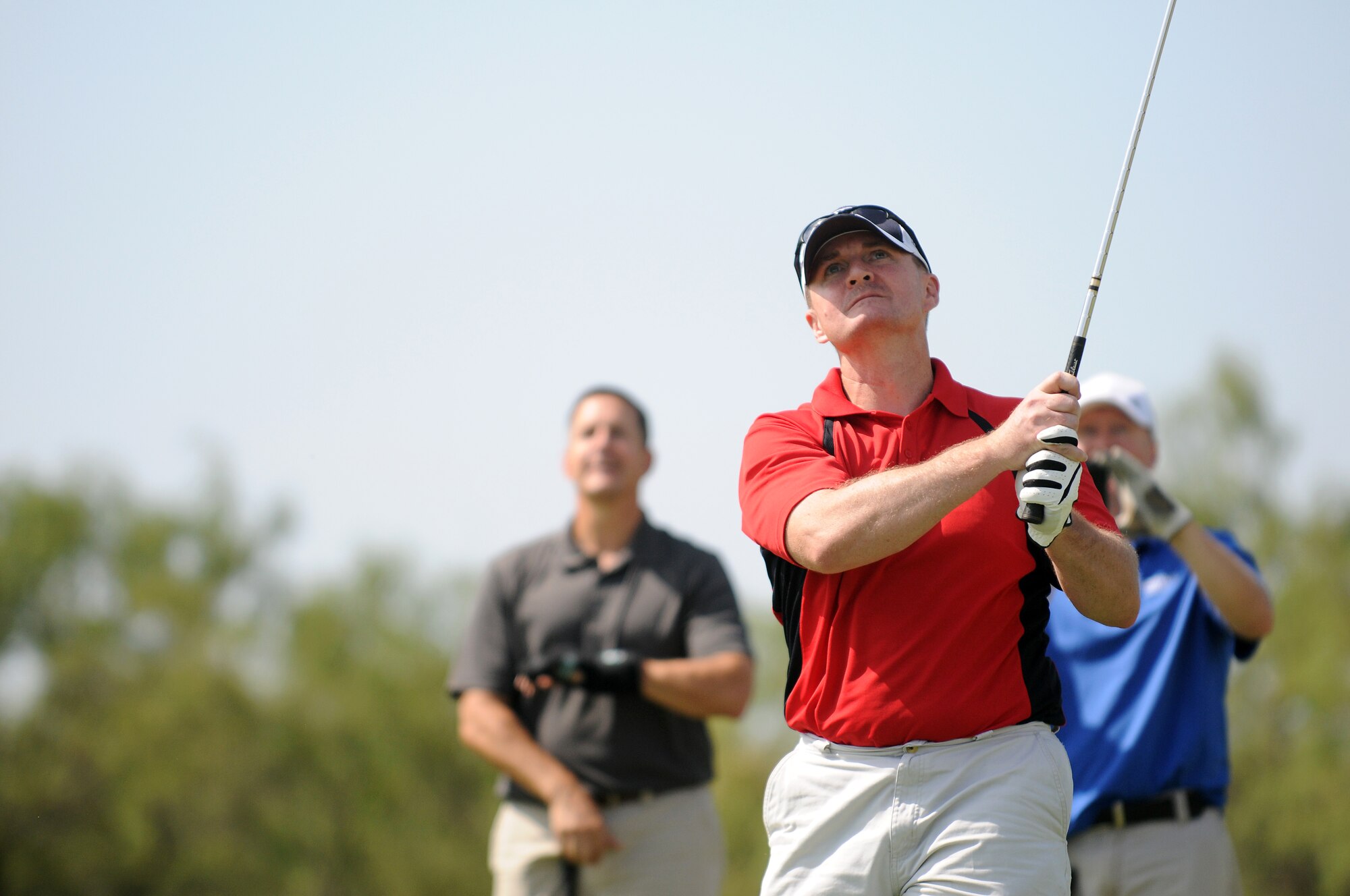 SAN ANGELO, Texas – Maj. Dennis Turriff, 17th Security Forces Squadron Commander, participates in the 2011 Friendship Golf Tournament at Quicksand Golf Course here Sept 9. The event was hosted by the San Angelo Chamber of Commerce.  About $3,000 was raised and donated to the First Sergeant's Council to support Operation Warmheart and other base-wide programs that support service members and their families during deployments and emergencies. (U.S. Air Force Photo /Senior Airman Heather L. Rodgers)