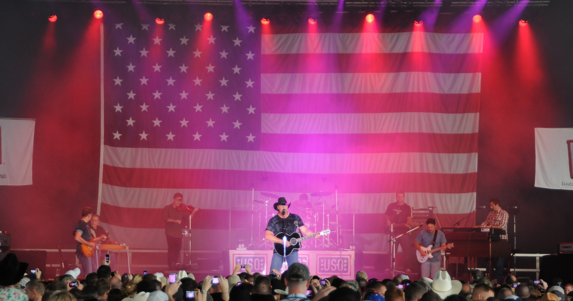 Trace Adkins performs in concert on Ramstein Air Base, Germany, Sept. 11, 2011. The concert was sponsored by the United Services Organization and Armed Forces Entertainment, and was held in honor of the tenth anniversary of the terrorist attacks that occured on Sept. 11, 2001. (U.S. Air Force photo by Airman 1st Class Ciara M. Travis)