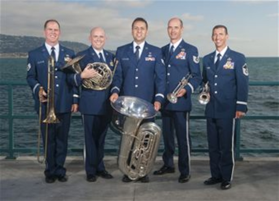 The 562 Air Force Band - Ceremonial Brass Quintet takes time for a photo on Redondo Pier in California before a concert 16 July 2011

Photo by TSgt Chuck Hatton