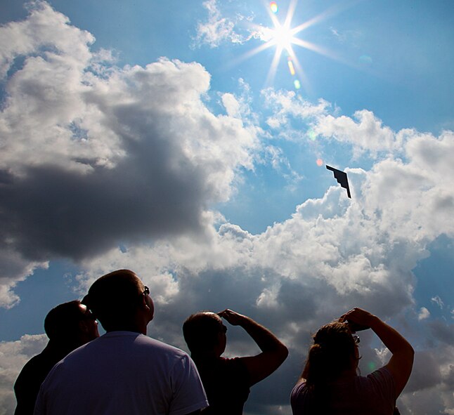 PITTSBURGH, PA -- Wings Over Pittsburgh Air Show 2011 attendee's watch as a B-2 Spirit performs a flyover, Sept. 10. This is Pittsburgh's 10th Air Show since 1999. (U.S. Air Force photo/Senior Airman Joshua J. Seybert)