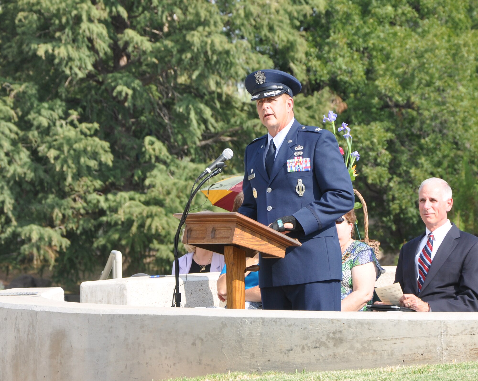 SAN ANGELO, Texas – Col. Paul Bugenske, 17th Mission Support Group Commander, speaks to the crowd gathered at the 9/11 memorial in downtown San Angelo during the city’s annual 9/11 memorial service Sept. 10. (U.S. Air Force photo/Kent Cummins)