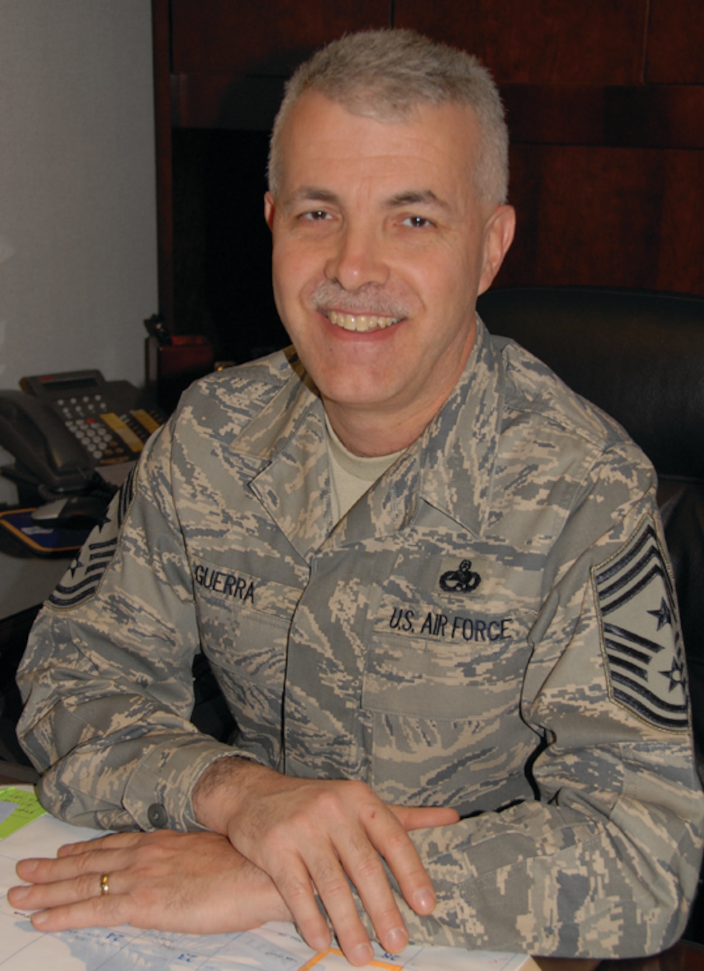 Chief Master Sgt. Vic Guerra has served as the wing commad chief of the 171st Air Refueling Wing in Pittsburgh since January 2007. (U.S. Air Force Photo by Master Sgt. Ann Young)