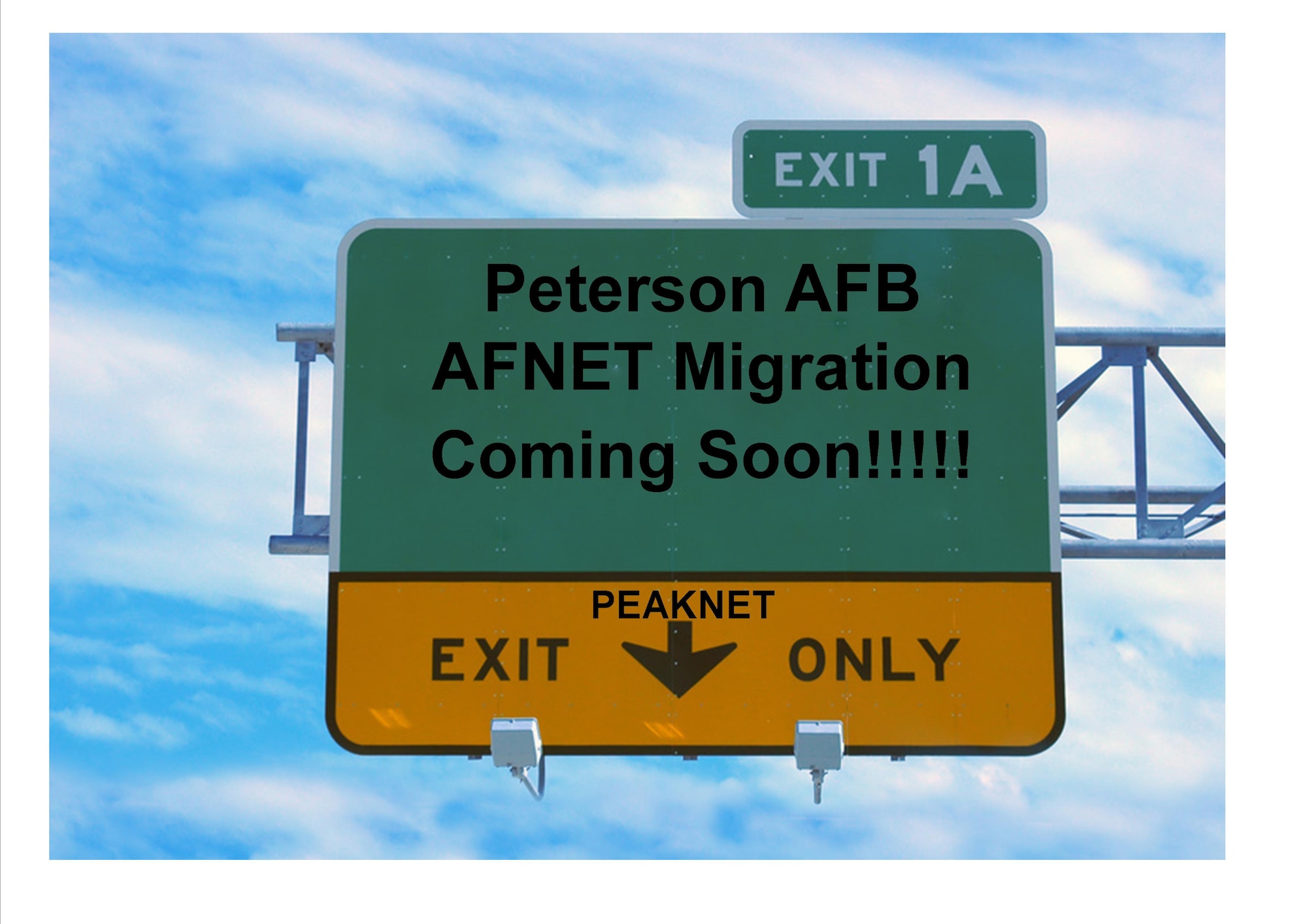 Peterson Air Force Base is scheduled to start migrating to the Air Force Network Oct. 3. (U.S. Air Force graphic)