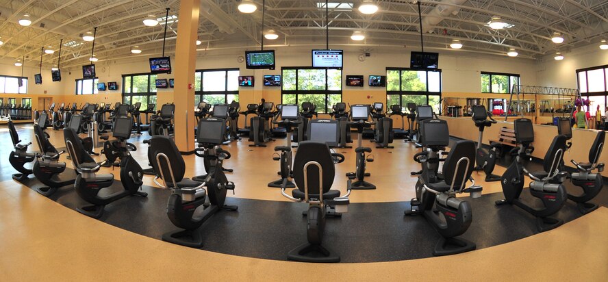 Shaw Air Force Base Fitness and Health Center addition opens to the public Sept. 12, 2011. The new addition will feature 70 pieces of cardio equipment and 26 TVs. Each of the treadmills, ellipticals, accent trainers, tread climbers, and step mills are equipped with I-pod and TV capabilities, as well as custom workout programs for users. (U.S. Air Force photo by Airman 1st Class Amber E. N. Jacobs/Released)