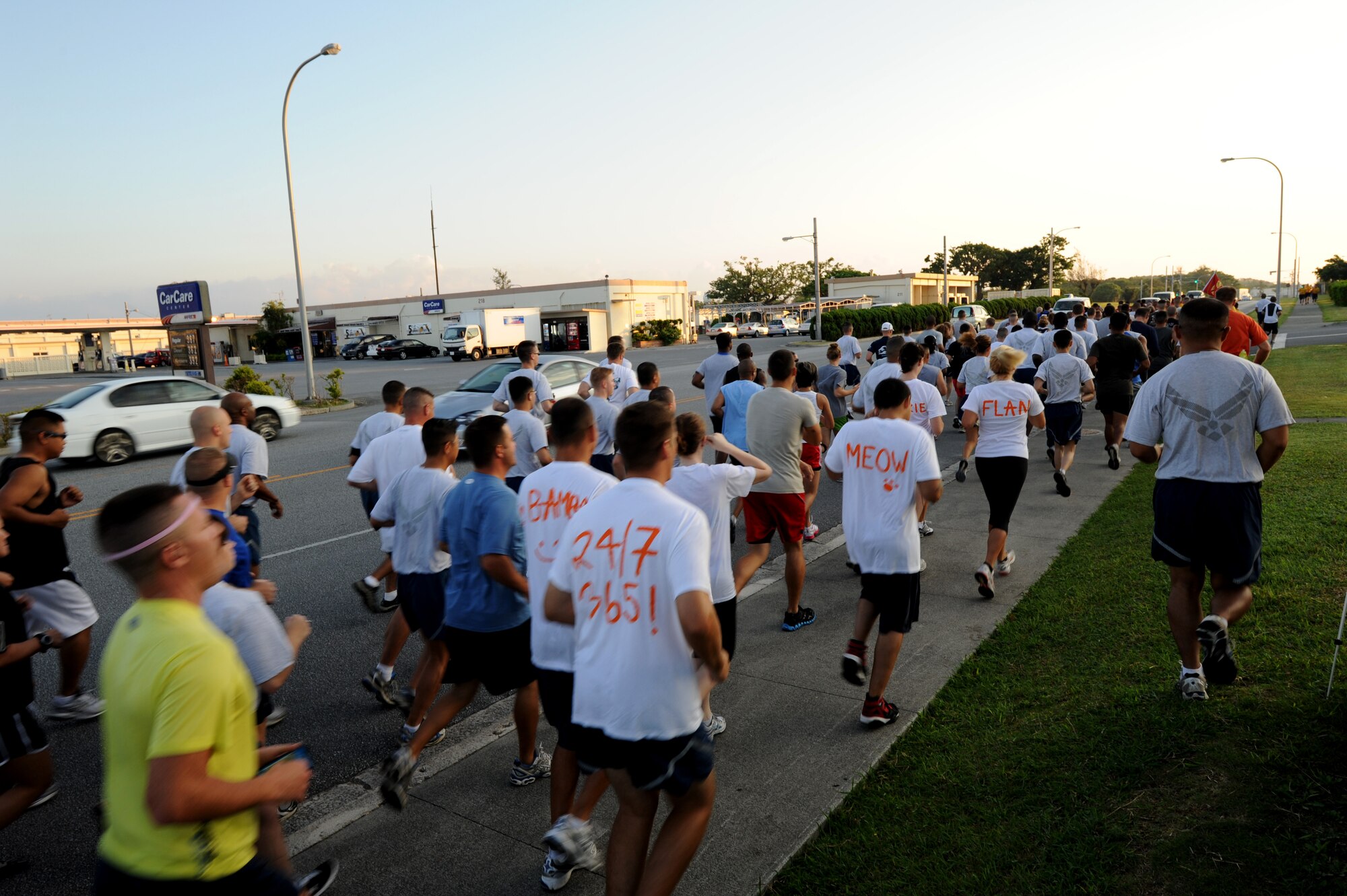 Kadena members participate in the 9/11 10K Run for the Fallen at Kadena Air Base, Japan, Sept.9.  More than 300 runners took part in the event to pay tribute to the almost 3,000 men, women and children who lost their lives on Sept. 11, 2001. (U.S. Air Force photo/Airman 1st Class Jarvie Z. Wallace) 
