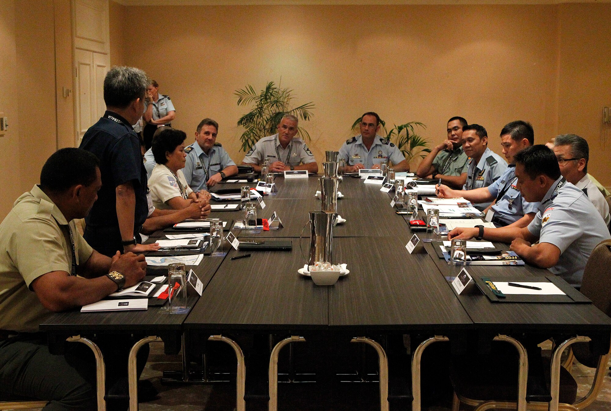 BRISBANE, Australia--Senior enlisted leaders from air forces throughout the Pacific Region came together to learn from one another in order to improve their nations’ enlisted corps at the Senior Enlisted Leadership Conference held in conjunction with the Pacific Rim (PACRIM) Airpower Symposium, 6 to 9 September in Brisbane, Australia. The 2011 Senior Enlisted Conference focused on setting the standard for enlisted corps’ region-wide with three main focus areas of cooperative engagement opportunities, use of social media, and how do senior enlisted personnel help lead the change to become more efficient and effective forces. (Photo courtesy of Royal Australian Air Force)