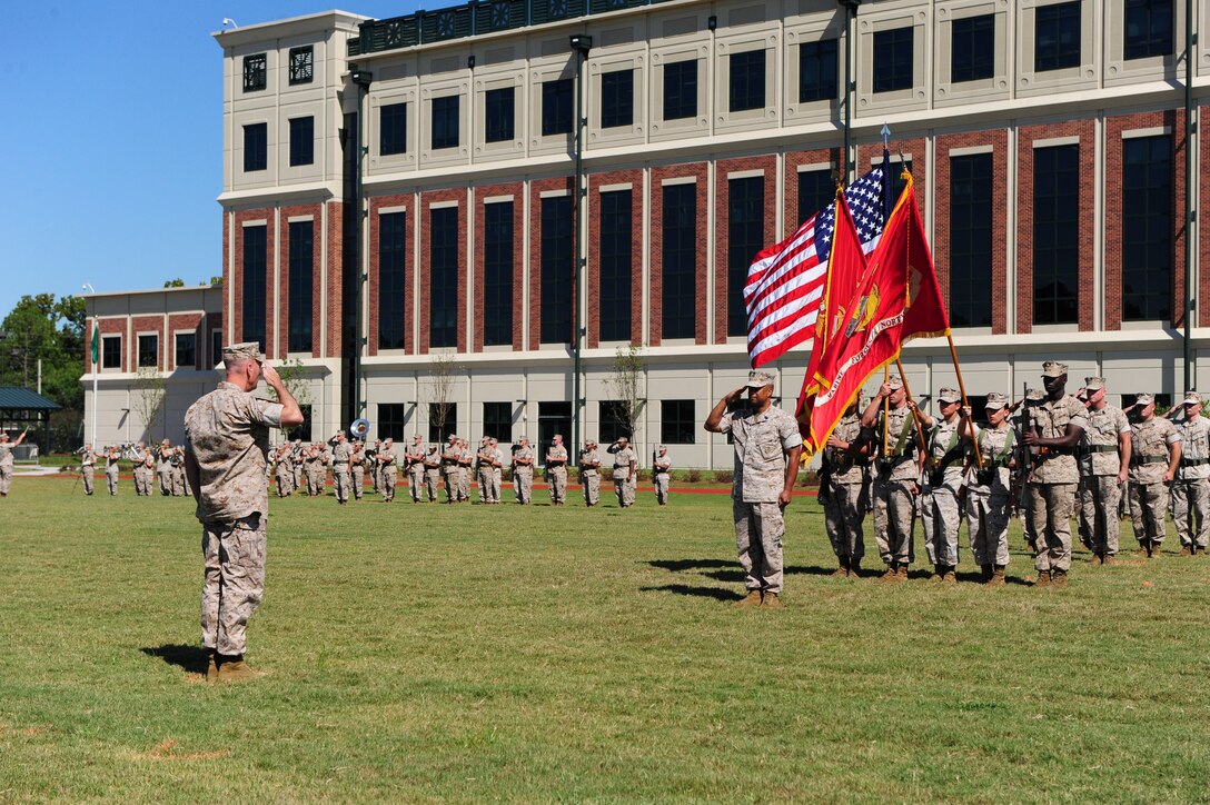 Sergeant Major Kim E. Davis reports to the Assistant Commandant of the Marine Corps, General Joseph F. Dunford, Jr. during the Marine Forces Reserve Post, Relief, and Retirement Ceremony.  SgtMaj Davis retired on September 9th after 30 years of honorable and faithful service and was relieved by SgtMaj James E. Booker