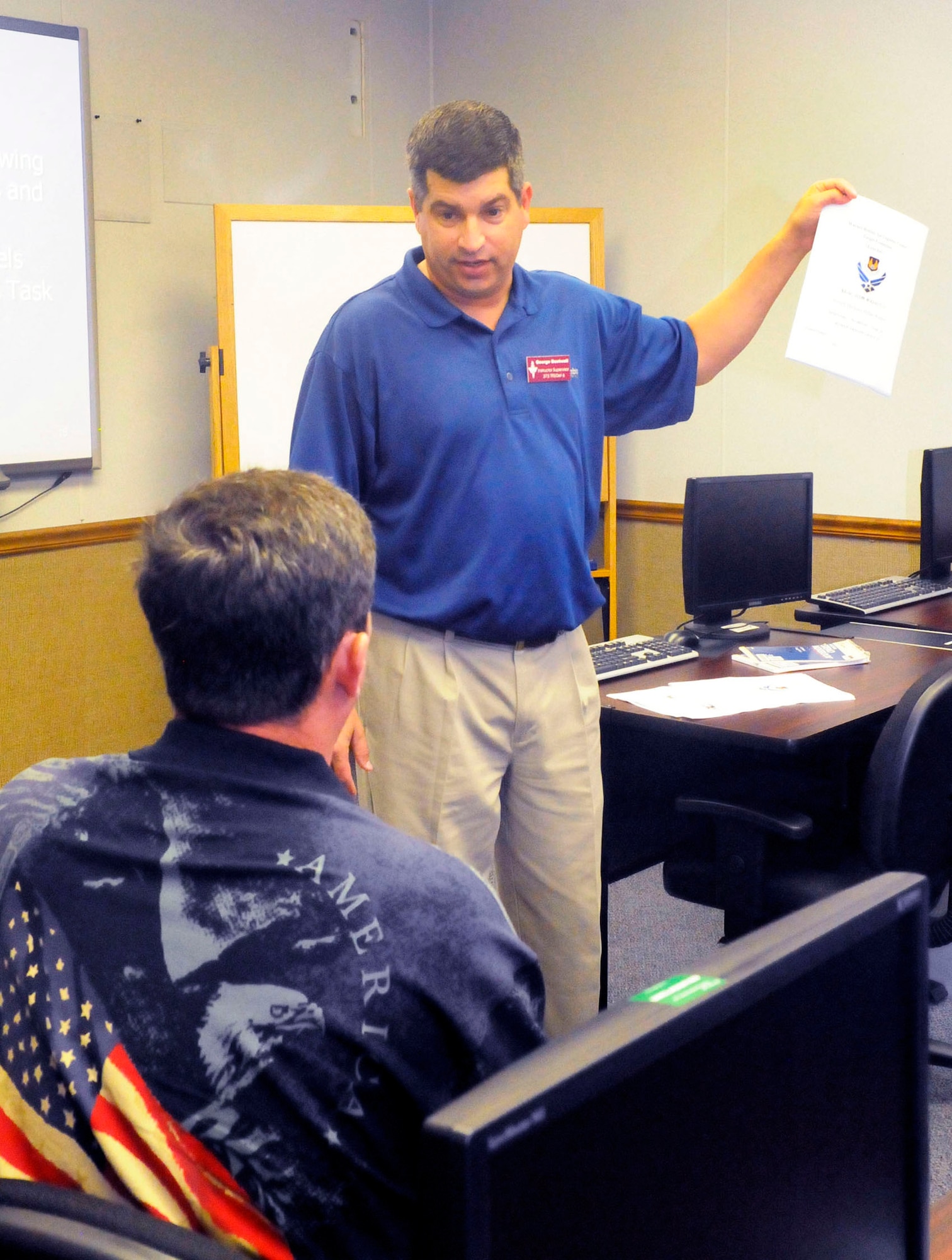 George Boutwell teaches a work leader training class. U. S. Air Force photo by Sue Sapp