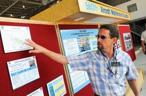 Scott Latimer, 560th Aircraft Maintenance Squadron C-130 team lead, gives an overview of the C-130 center wing box program. U. S. Air Force photo by Sue Sapp