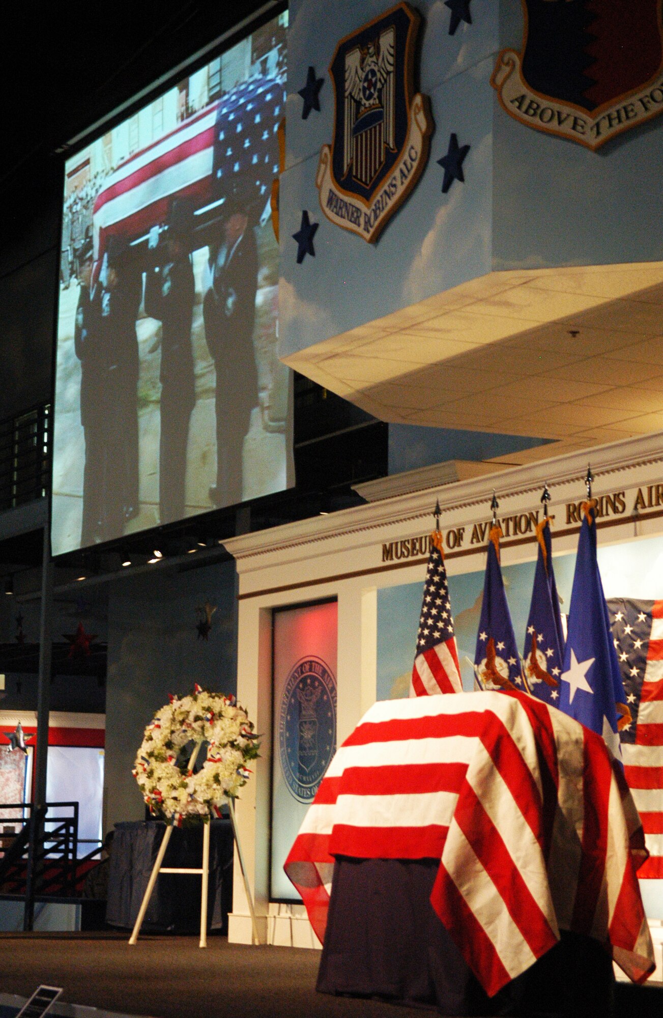 An American flag drapes a stone from the west wall of the Pentagon. U. S. Air Force photo by Sue Sapp