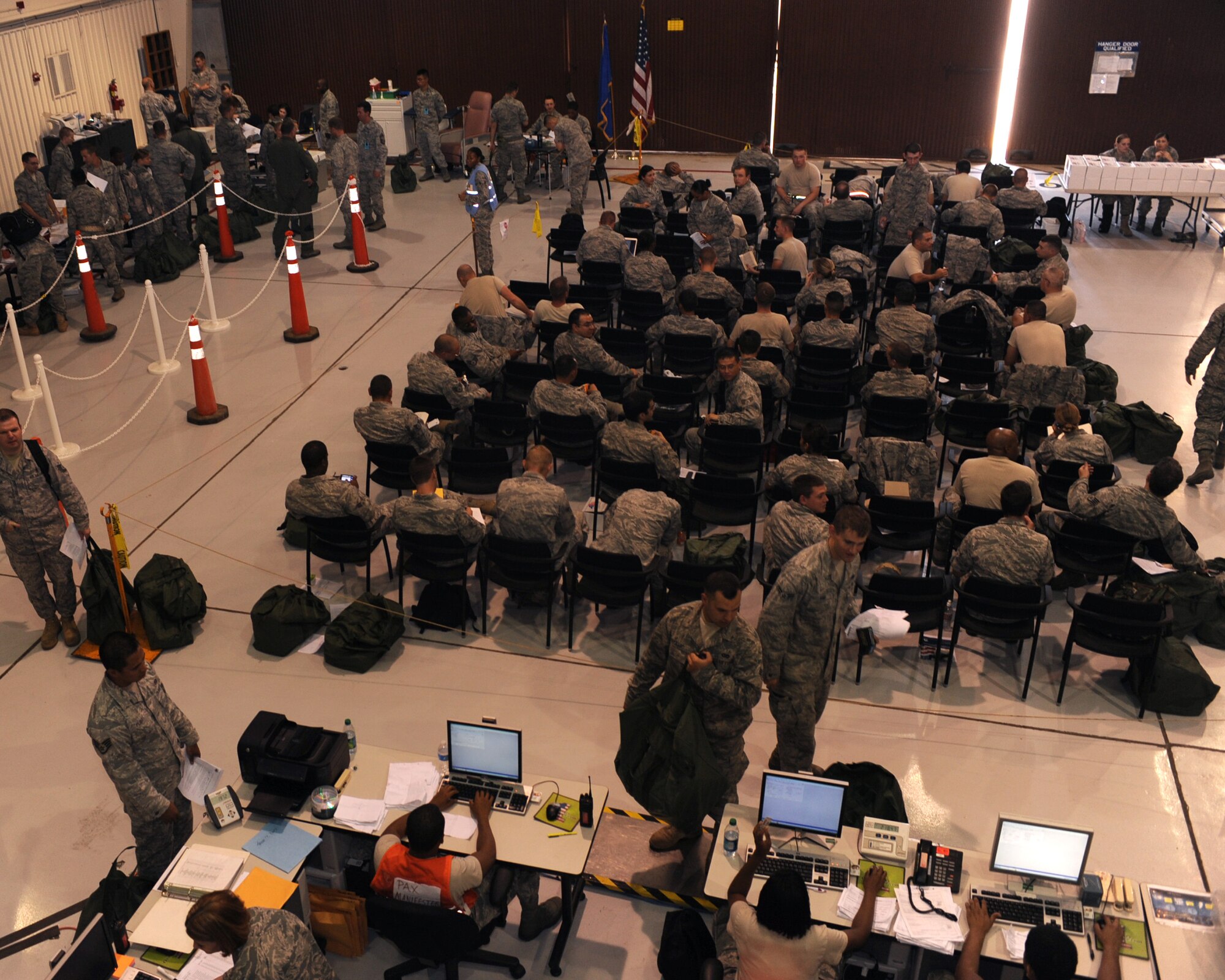 DAVIS-MONTHAN AIR FORCE BASE, Ariz. – Airmen of the 355th Fighter Wing participate in the operational readiness exercise here Sept. 13. The deployment processing exercise tests Airmen’s readiness to deploy. (U.S. Air Force photo/Airman 1st Class Christine Halan)