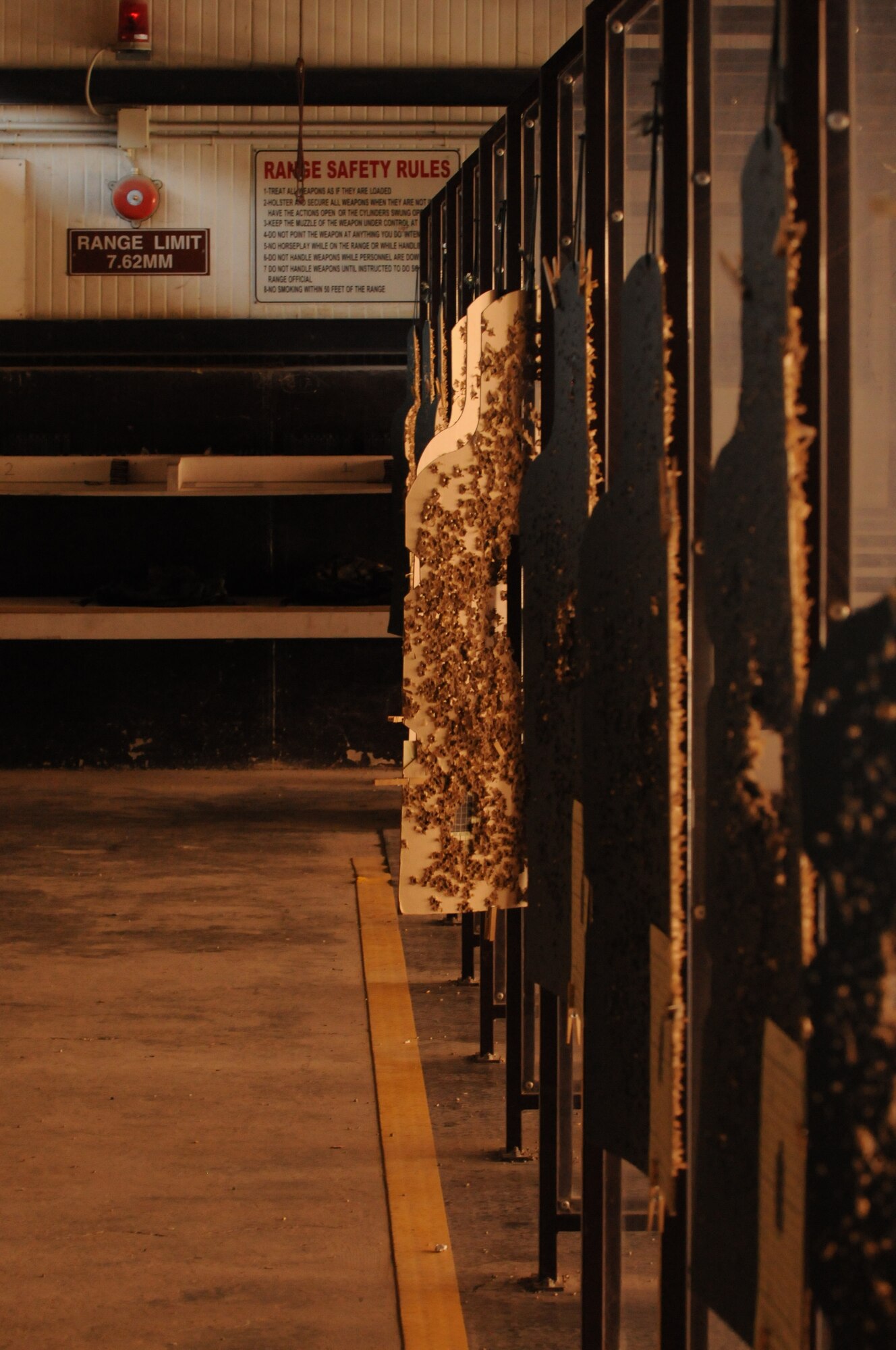 Shooting targets hang in the Aviano Air Base, Italy, firing range Sept. 13. To qualify, Airmen must complete combat arms training and successfully hit 25 out of 50 targets. (U.S. Air Force photo/Airman 1st Class Jenay Randolph) 
