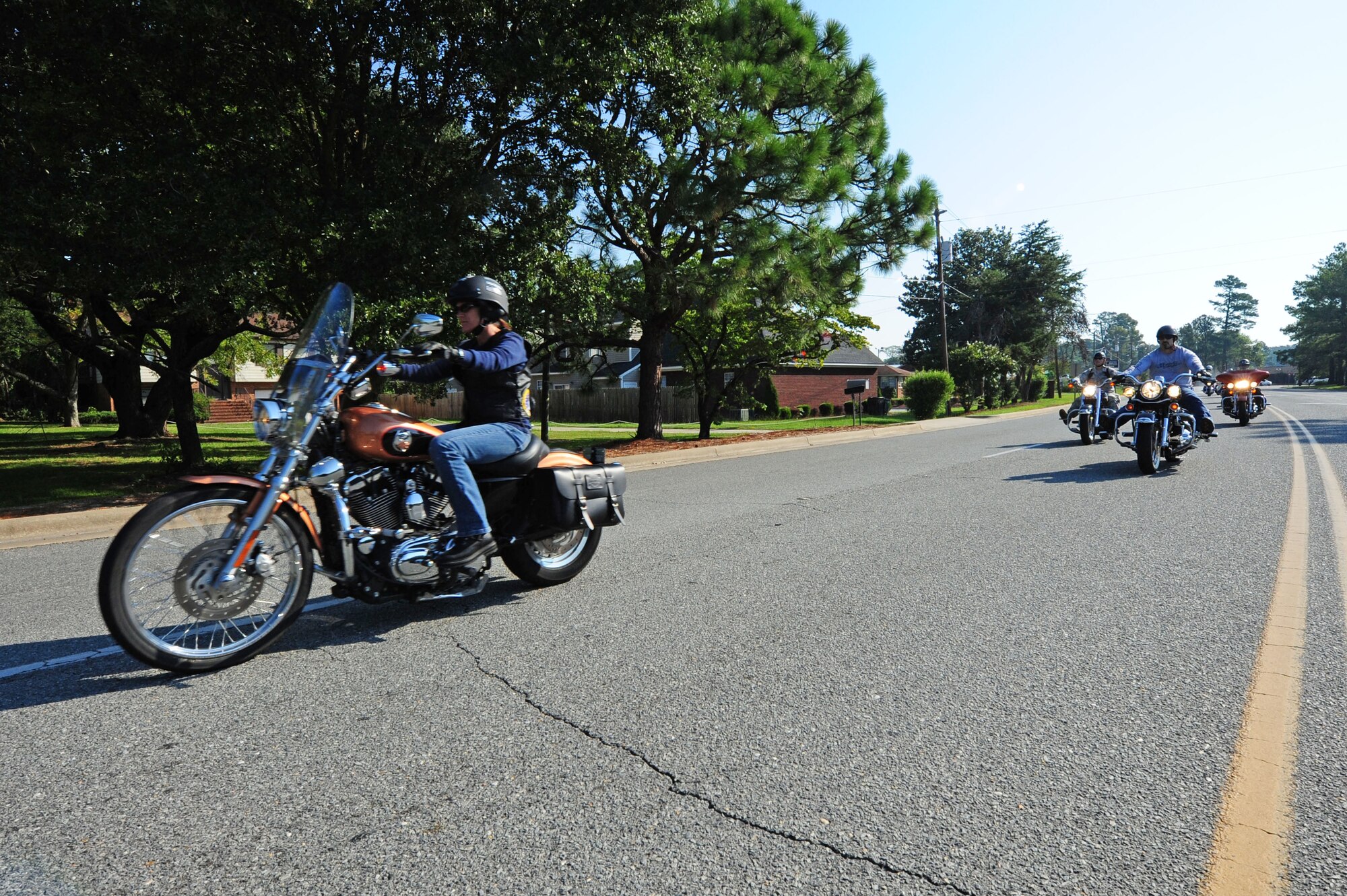 Team Seymour in conjunction with the Goldsboro community and the Wayne County sheriff?s department participate in a POW/MIA remembrance motorcycle ride from Seymour Johnson Air Force Base, N.C., to Bentonville Battlefield, Sept. 14, 2011.  The riders were escorted by Wayne County sheriffs who stopped traffic and led the way to the battlefield. This is one of several events held by the Air Force Sergeants Association, Chapter 371 from Sept. 12-16 to remember the more than 80,000 Americans still missing. (U.S. Air Force photo by Airman 1st Class Mariah Tolbert)