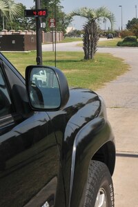 A truck's weight is being calculated by the new personally procured move scale system, Sept. 13, 2011, on Joint Base Charleston-Air Base. The scale system is used by service members who have been ordered a permanent change of station, or PCS, and have decided to move their personal belongings themselves via truck.(U.S. Air Force photo/Airman 1st Class Jared Trimarchi)
