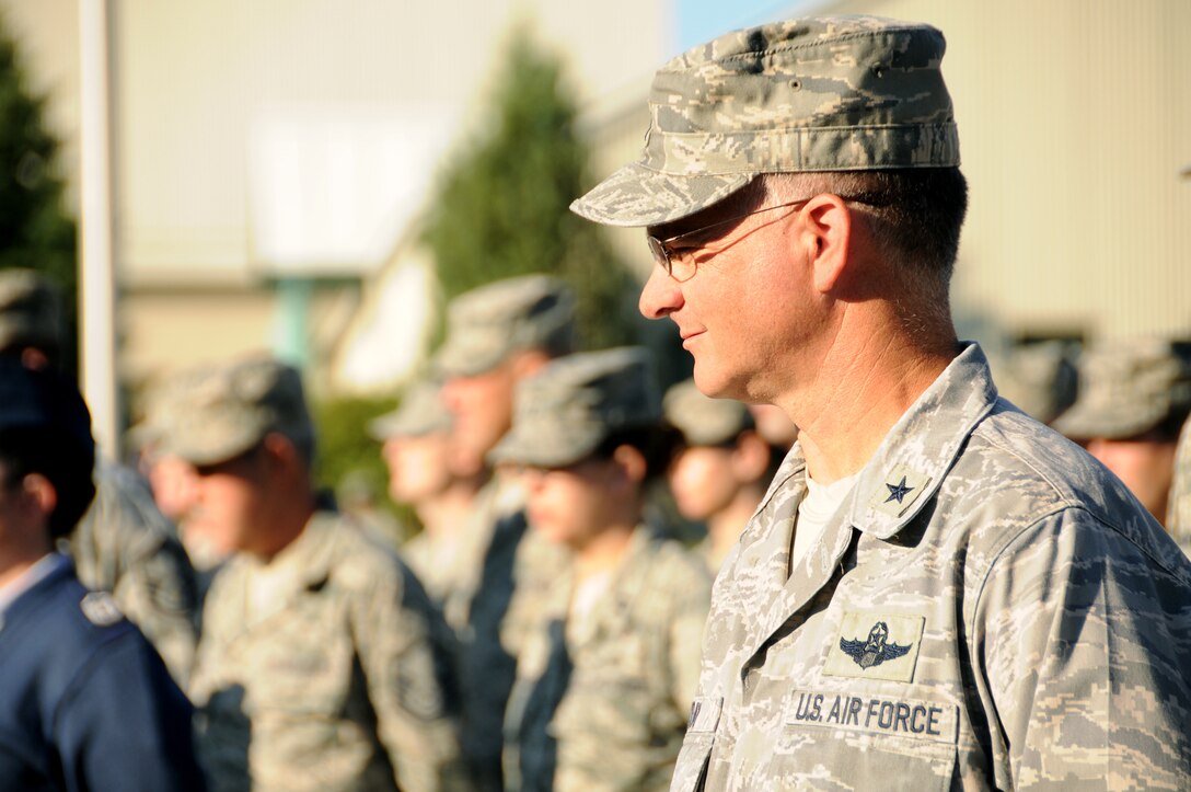 Brigadier General Steven Cray of the 158th Fighter Wing, Vermont Air National Guard pays tribute to ten years since the 9/11 tragedy. (U.S. Air Force photo by TSgt Dan DiPietro)