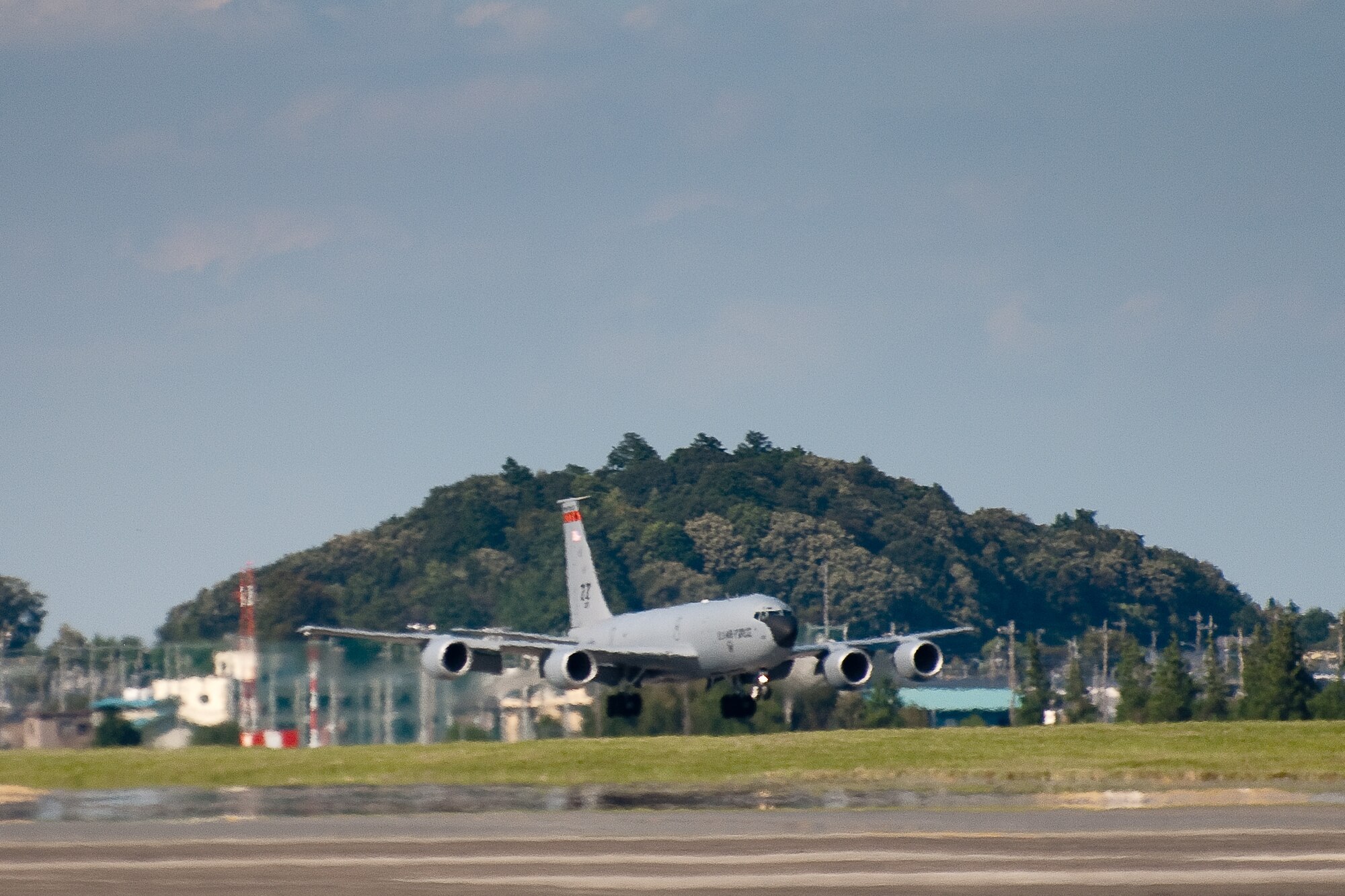 YOKOTA AIR BASE, Japan – KC-135 Stratotankers from Kadena Air Base, Japan land here Sept. 15, 2011. The aircraft and their crews have taken safe-haven at Yokota Air Base, Japan to escape an approaching typhoon headed for Kadena. (U.S. Air Force photo/Osakabe Yasuo)