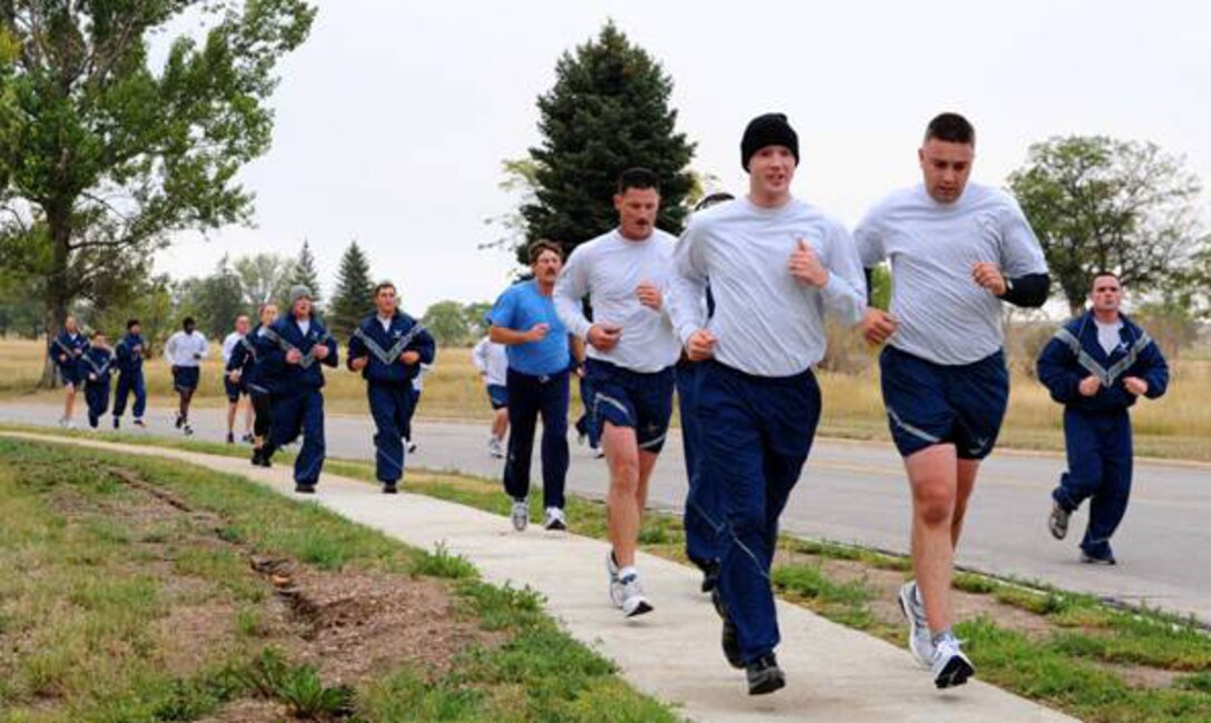 Airmen participate in the Prisoners of War, Missing in Action 5k Remembrance Run on Ellsworth Air Force Base, S.D., Sept. 16, 2011. The 5k provided Airmen with an opportunity to honor and pay tribute to the POWs and MIAs while getting fit. (U.S. Air Force photo by Airman 1st Class Zachary Hada/Released)