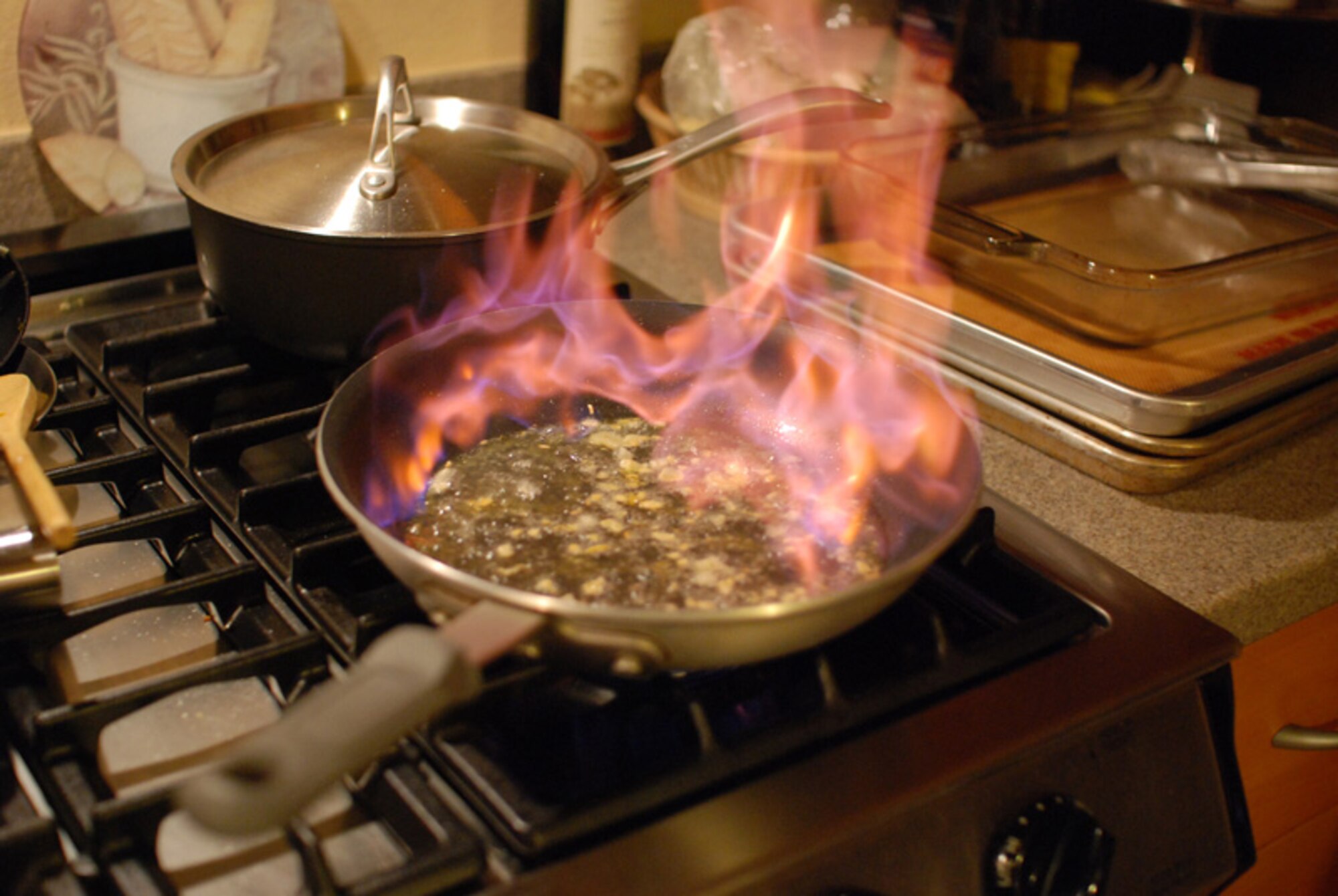 Kitchen and cooking fires do millions of dollars worth damage every year in the U.S. Some simple guidelines can help prevent cooking fires. With autumn coming, people are indoors cooking more often – and as Thanksgiving and holidays approach, the risk increases. Keep your loved ones  and your home safer by exercising common sense and caution in the kitchen. (Courtesy photo)