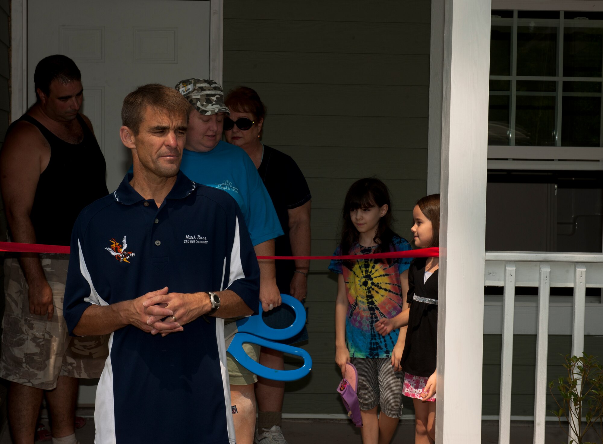 U.S. Air Force Col. Mark Ruse, 23rd Mission Support Group commander, provides remarks about Moody Airmen participated in the 2nd Annual Valdosta-Lowndes County Habitat for Humanity Freedom Build during a ribbon-cutting ceremony in Valdosta, Ga., Sept. 17, 2011. More than one-hundred Airmen from Moody provided support to help build a house from the ground up within a week. (U.S. Air Force photo by Airmen 1st Class Joshua Green/Released)  
