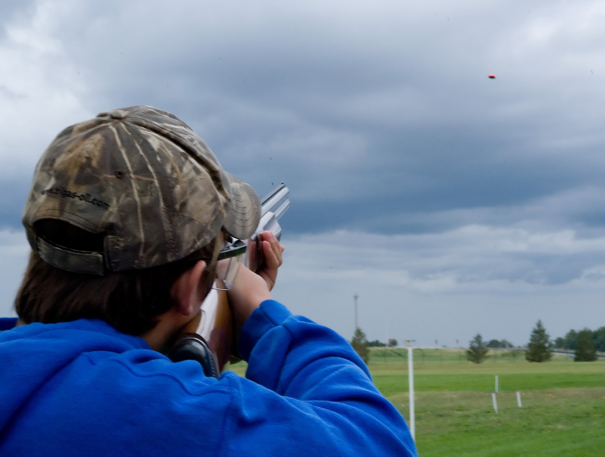 A student of the Hunter Safety Course takes aim at a clay pigeon Sept. 18, 2011, at the Dover Air Force Base, Del., skeet range. The course gives passing students a free hunting license, which is valid in 50 states and several countries.  (U.S. Air Force photo by Airman 1st Class Samuel 