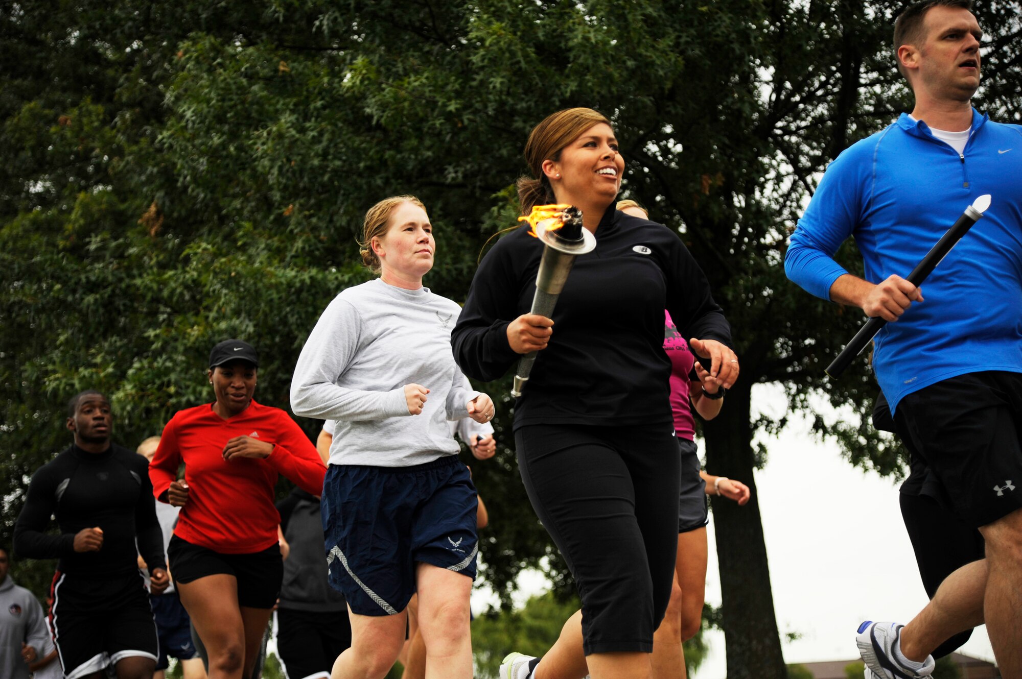 WHITEMAN AIR FORCE BASE, Mo. - The 509th Medical Squadron starts the POW/MIA run after the opening ceremony at Ike Skelton Park Sept. 15. The team dedicated an hour of their time to kickoff the 24-hour run which honors those who gave their lives for their country. (U.S. Air Force photo by Senior Airman Cody H. Ramirez)
