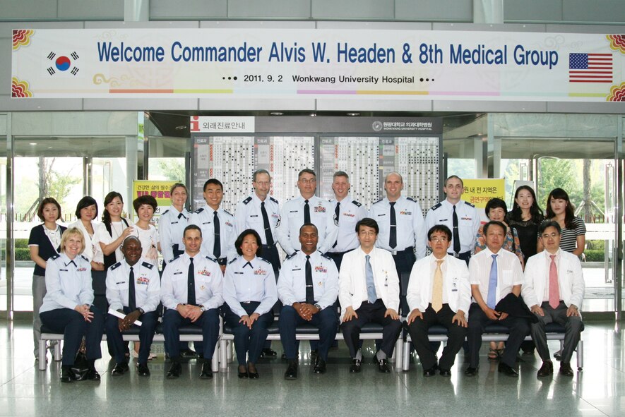 IKSAN, Republic of Korea -- Members of the 8th Medical Group and Wonkwang University Hospital pose for a group photo here Sept. 2 after discussing the importance of continuing to build a long-lasting partnership between the U.S. and ROK. (Courtesy photo)