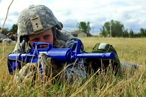MINOT AIR FORCE BASE, N.D. – Airman 1st Class Brittany Thompson, 91st Security Forces Group response team member, participate in the second annual Global Strike Challenge tryouts at the U-01 training center here Sept. 21. The GSC is a competition where Air Force Intercontinental Ballistic Missile and bomber forces compete against one another to be recognized as the best at what they do in the command. The challenge will be held at Barksdale AFB, La. (U.S. Air Force Photo / Senior Airman Jesse Lopez)
