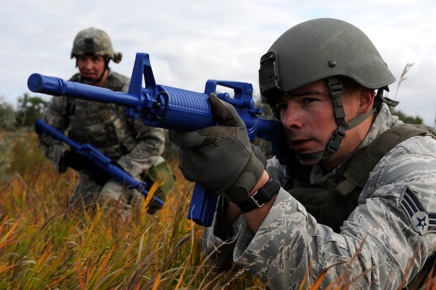MINOT AIR FORCE BASE, N.D. – 91st Security Forces Group response team members participate in the second annual Global Strike Challenge tryouts at U-01 training center here Sept. 21. The GSC is a competition where Air Force Intercontinental Ballistic Missile and bomber forces compete against one another to be recognized as the best at what they do in the command. The challenge will be held at Barksdale AFB, La. (U.S. Air Force Photo / Airman 1st Class Stephanie Ashley)