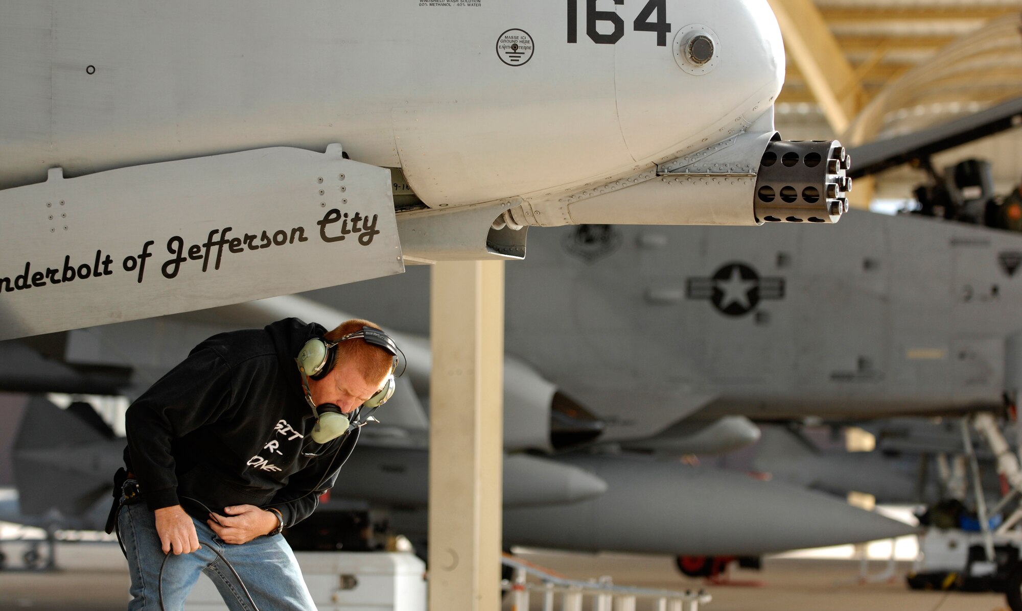 WHITEMAN AIR FORCE BASE, Mo. - Ken Campbell, 442nd Aircraft Maintenance Squadron crew chief, prepares an A-10 Thunderbolt II for a TDY to Selfridge Air National Guard Base, Mich. Sept. 21 to support the base while its members are deployed to a forward operating base in Afghanistan. Approximately 20 maintainers from the 442nd Fighter Wing deployed to Afghanistan in September for a six-month deployment where they will support the Michigan Air National Guard through aircraft maintenance and operations. Nearly 300 more reservists from the 442nd FW are scheduled to deploy to the area of responsibility in January 2012. (U.S. Air Force photo by Senior Airman Cody H. Ramirez)
